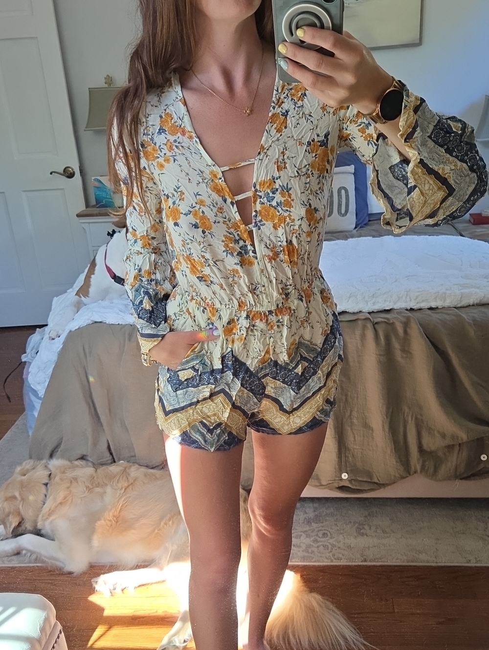 BNWT Long Sleeve Patterned Romper